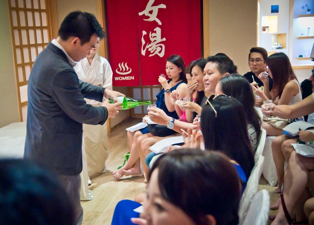 Look at all their happy faces when they get to try the sake