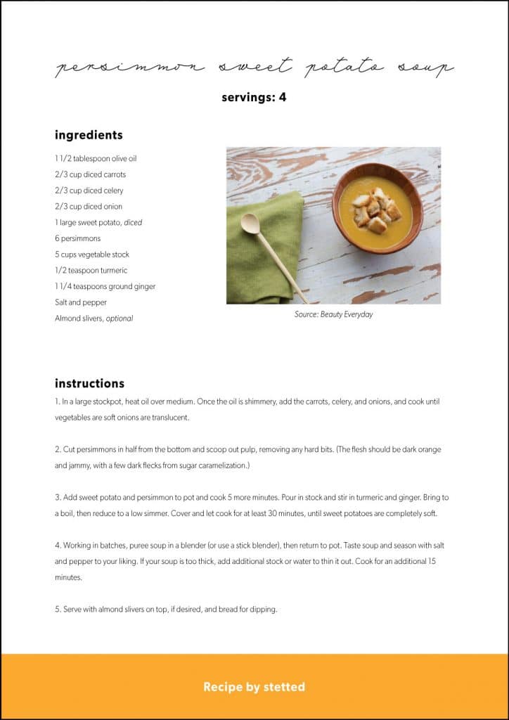 persimmon sweet potato soup recipe