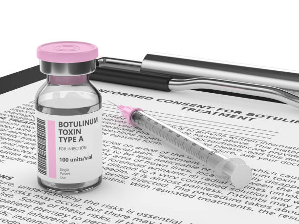 Botox injection on top of a paper file