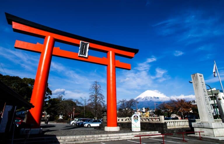 Mt. Fuji with the large red Torii gate