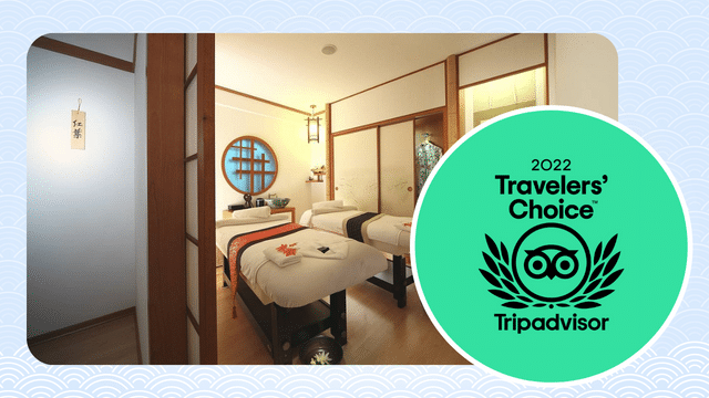 A hotel room with a traveler's choice award featuring an onsen spa and massage in Singapore.