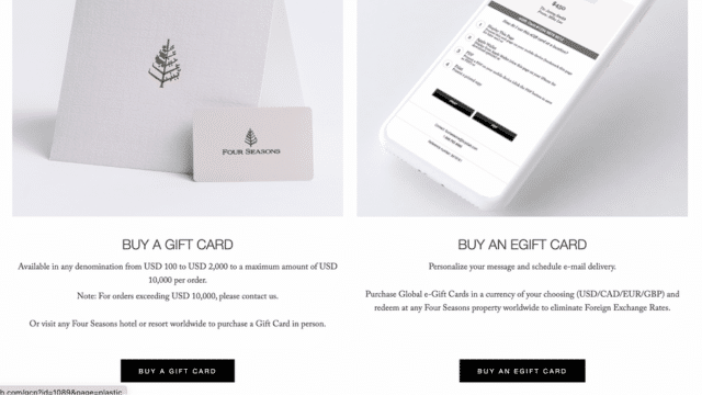 A website with a mobile phone and a hotel spa gift card.