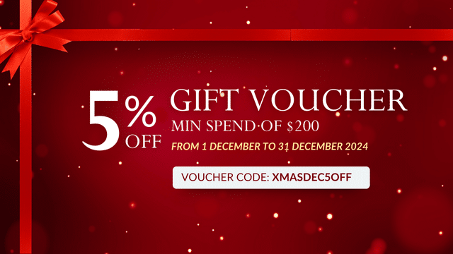 Enjoy a rejuvenating holiday treat with our red gift voucher offering a 5% discount on a minimum spend of 0. Valid from December 1 to December 31, 2024. Enter promo code XMASDEC5OFF at checkout and consider pairing it with a spa gift card for the perfect present!