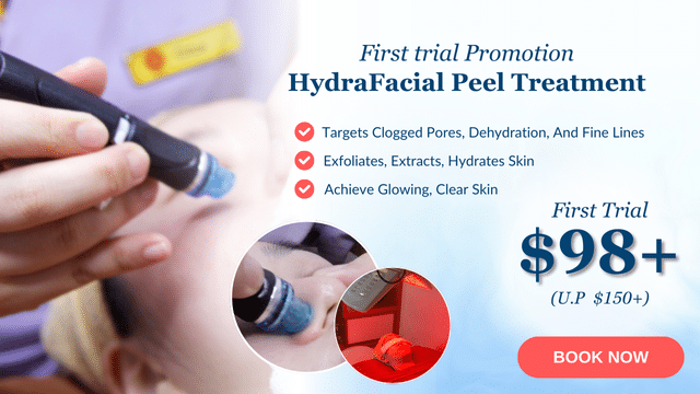 Close-up of a HydraFacial treatment in progress, showcasing its benefits like exfoliation and improved skin hydration. Discover smoother, revitalized skin with our introductory offer: first trial for just +, regularly 0+.